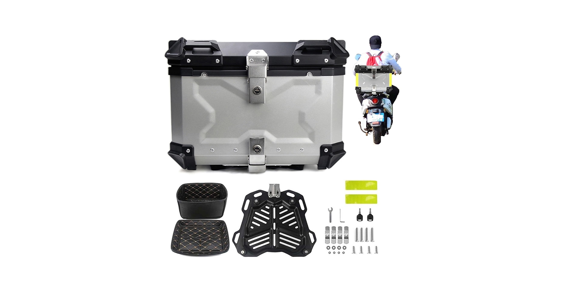 Amazon.com: ZXSYYDS Motorcycle Tail Box Top Case,Silver